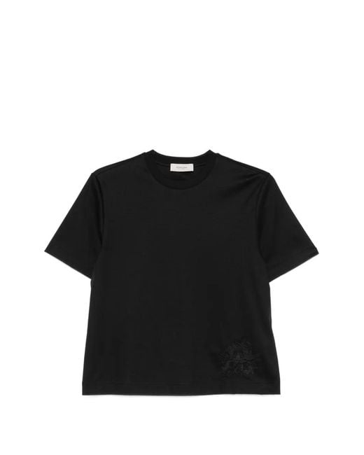 Agnona Black T-Shirt À Broderies
