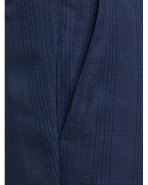 Sisley Blue Check-Pattern Pleated Trousers for men