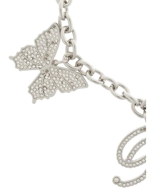 Pulsera con charm de rosa y mariposa Blumarine de color White