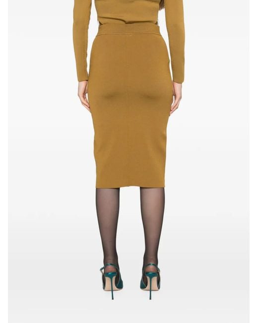 Tom Ford Yellow Belted Knit Midi Skirt