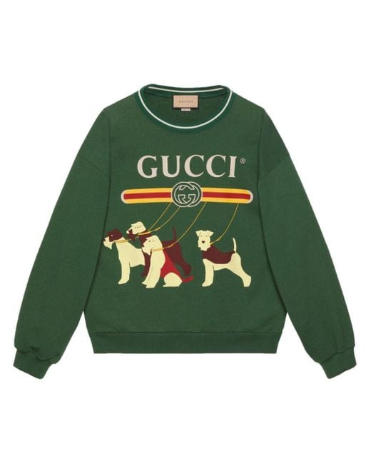 Gucci Green Logo Dog Print Sweatshirt for men