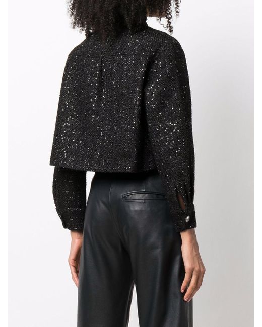 Veste en tweed brodée de sequins Maje en coloris Noir | Lyst