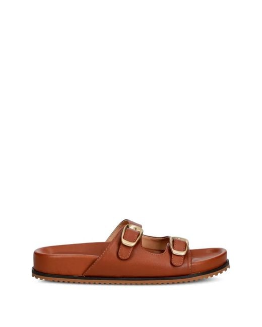 Twinset Brown Buckle-Fastening Leather Slides