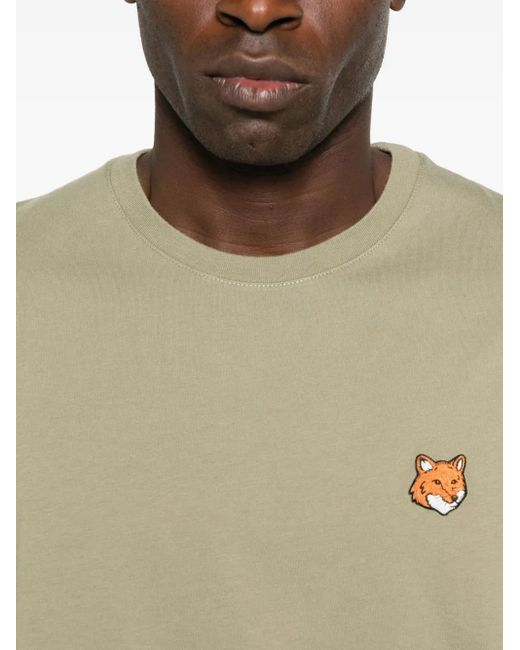 Maison Kitsuné Natural Maison Kitsun㉠Fox-Head Embroidered T-Shirt for men