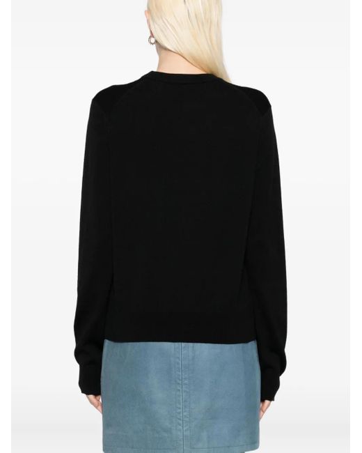 Maison Kitsuné Black Embroidered-Logo Jumper
