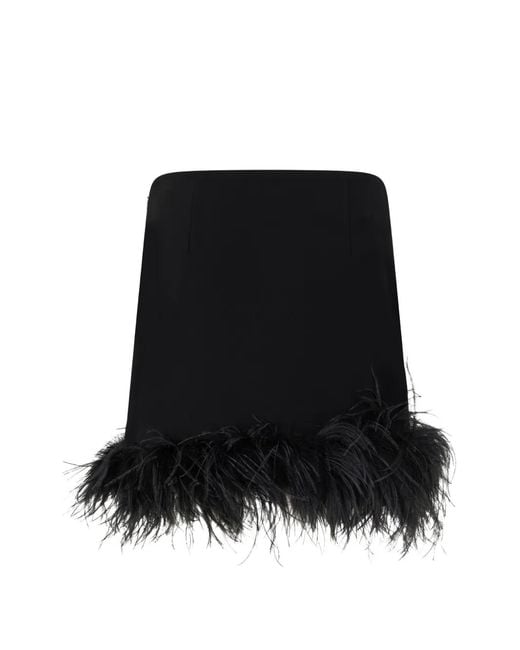 P.A.R.O.S.H. Black Feather-Trim Skirt