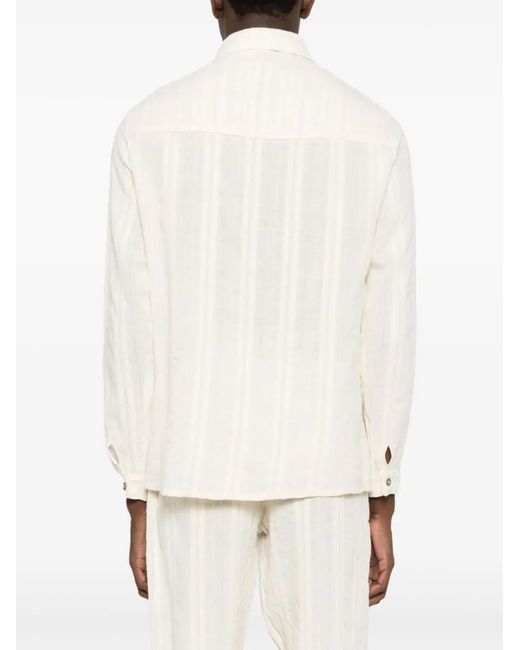 Amir Slama White Striped Jacquard Cotton Shirt for men