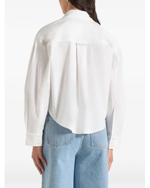 Manière De Voir White Eleni Cropped Shirt With Balloon Sleeves