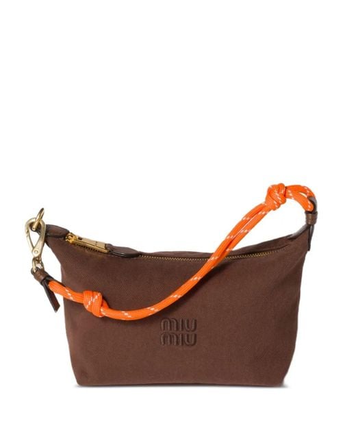 Bolso Gabardine mini con logo Miu Miu de color Brown