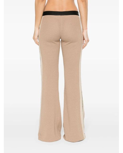 Palm Angels Natural Logo Tape Knitted Trousers