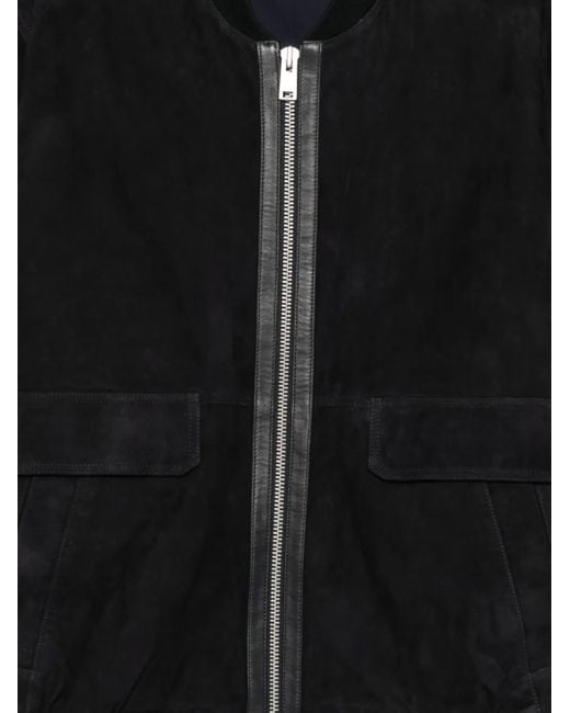 Arma Black Suede Zip-Front Bomber Jacket for men