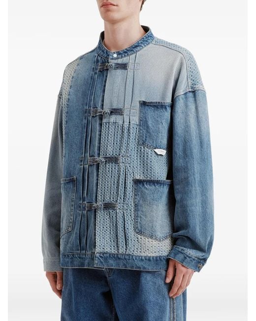 FIVE CM Blue Veste En Coton À Design Patchwork for men