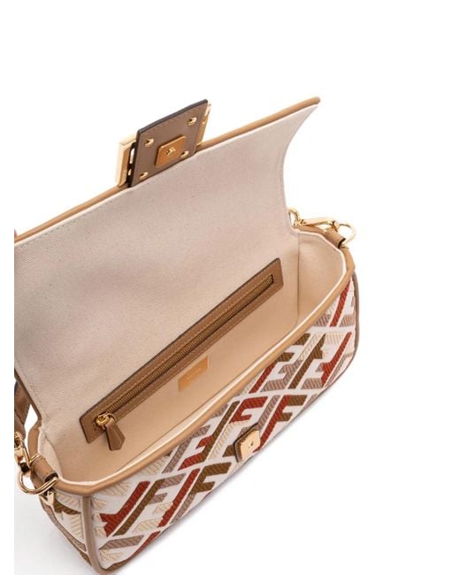 Fendi Metallic Medium Baguette Ff-Motif Shoulder Bag