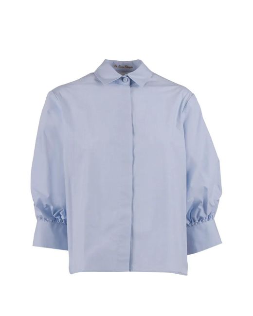 Le Sarte Pettegole Blue Paisley-Print Puff-Sleeve Shirt