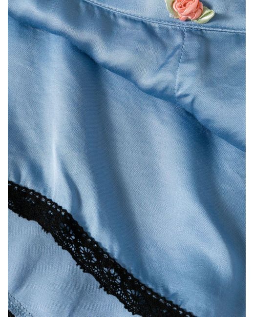 Rixo Blue Maddy Satin Pyjama Set