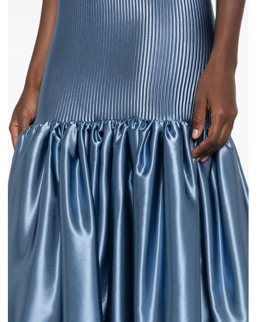 L'idée Blue Robe Longue Elevate Plissée À Volants Superposés