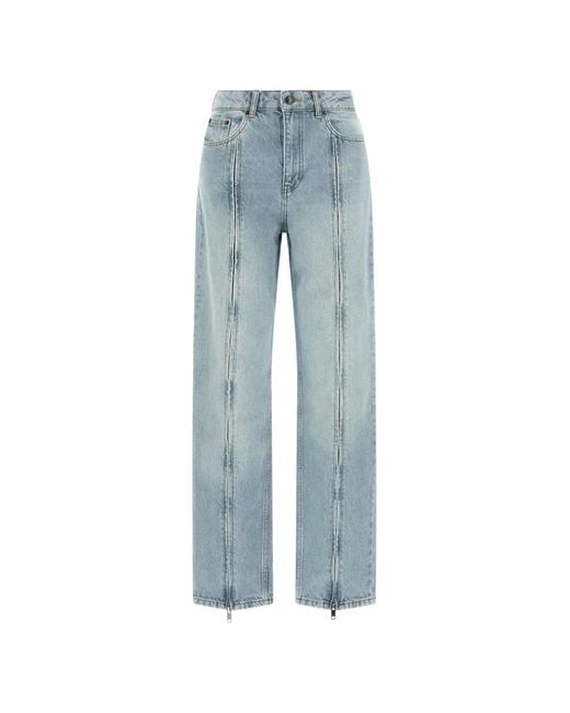 ROTATE BIRGER CHRISTENSEN Blue Straight Denim Zip Jeans Light