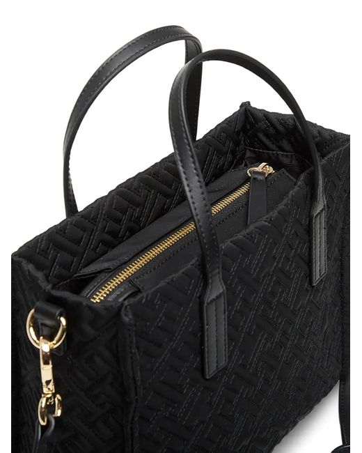 Tommy Hilfiger Black City Quilted Monogram Tote Bag