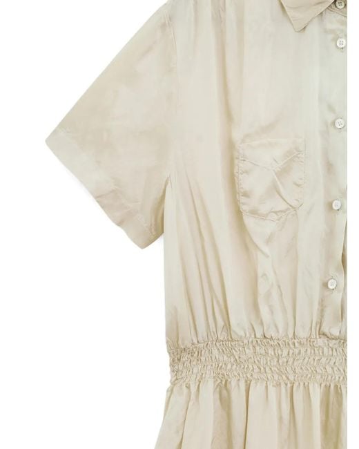 Aspesi White Patch-Pocket Shirred Mini Dress