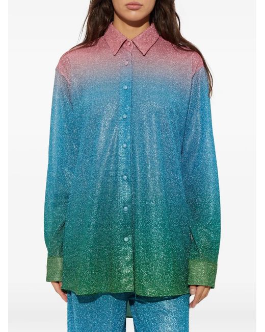 Oseree Blue Gradient-Effect Shirt