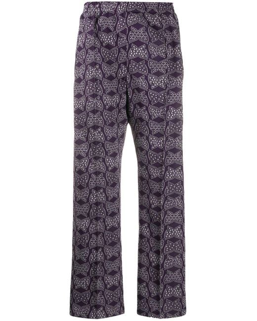 Needles Purple Butterfly Print Track Pants for men
