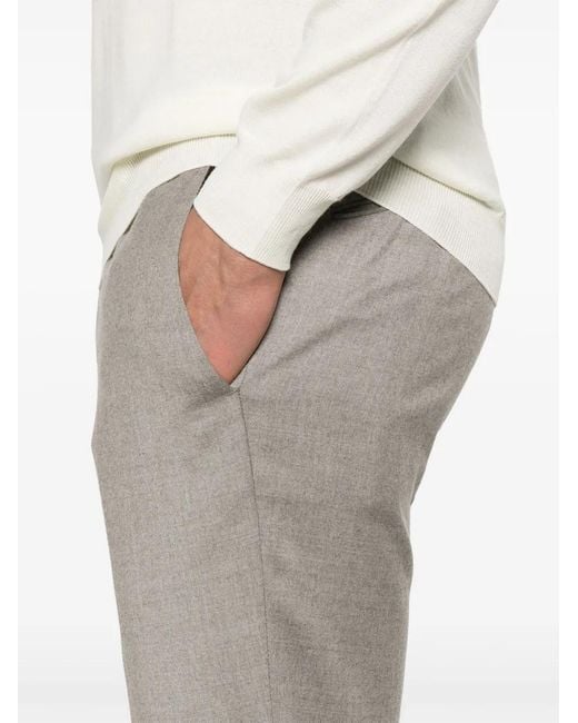 PT Torino Gray Slim-Cut Trousers for men