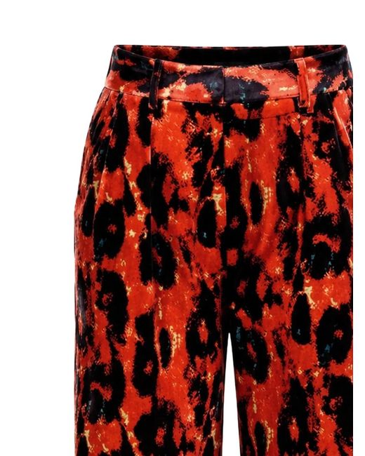 R13 Red Leopard-Pattern Trousers