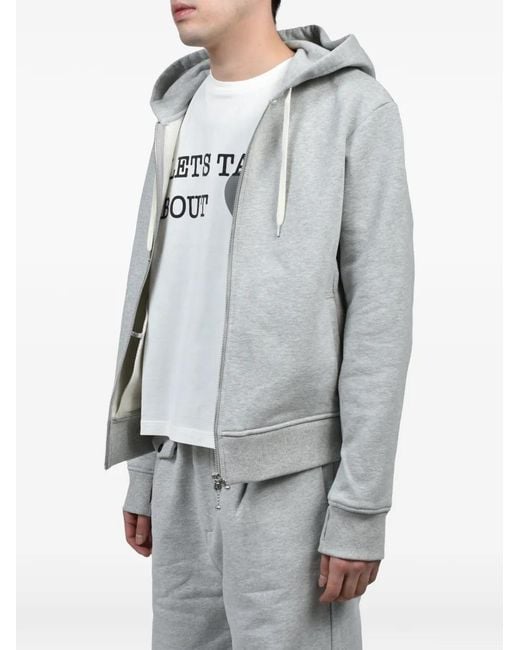 CEDARWOOD Gray Logo-Embroidered Zip-Up Hoodie for men
