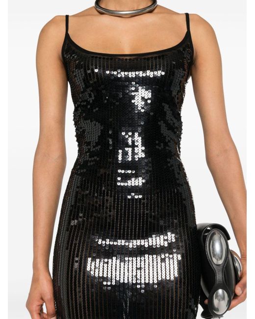 Rick Owens Black Slip Gown Sequin-design Dress