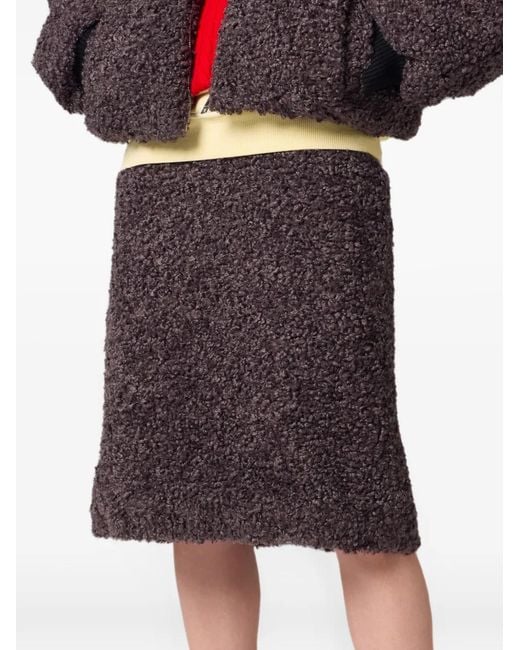 MSGM Brown Bouclé-Effect Midi Skirt