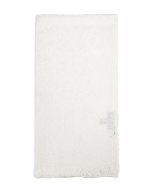 Tagliatore White Jacquard Fringed Scarf for men