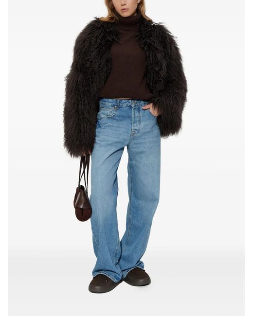 Stand Studio Black Lamb-Fur Jacket