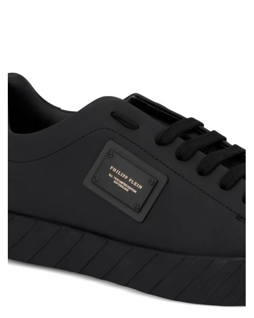Zapatillas bajas con placa del logo Philipp Plein de color Black