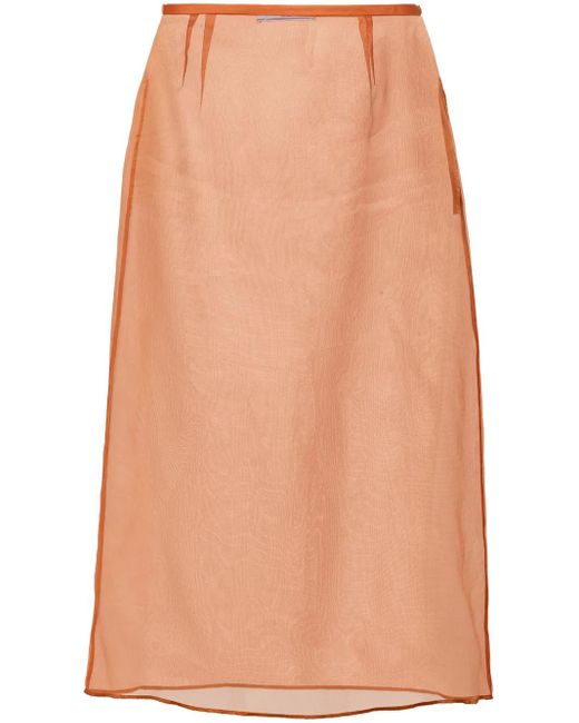 Prada Organza Midi-Rok in het Orange