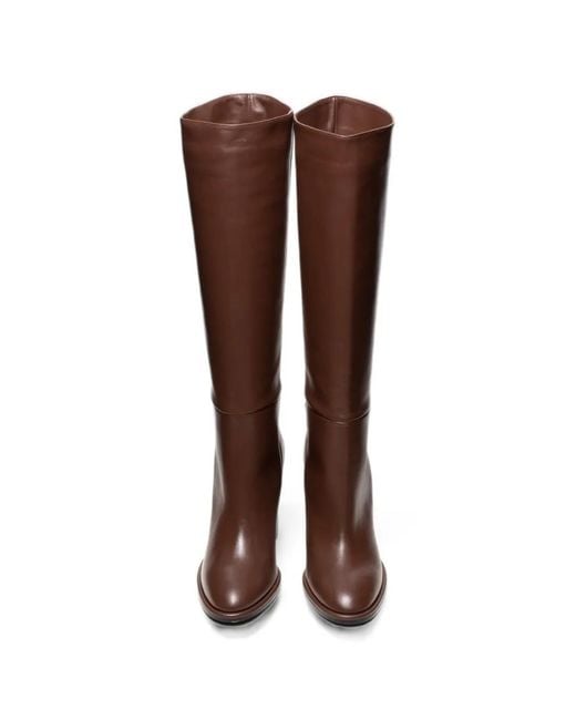 Poche Paris Brown Round-Toe Knee-High Boots