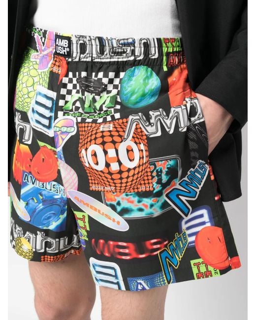 Ambush Blue Printed Shorts for men