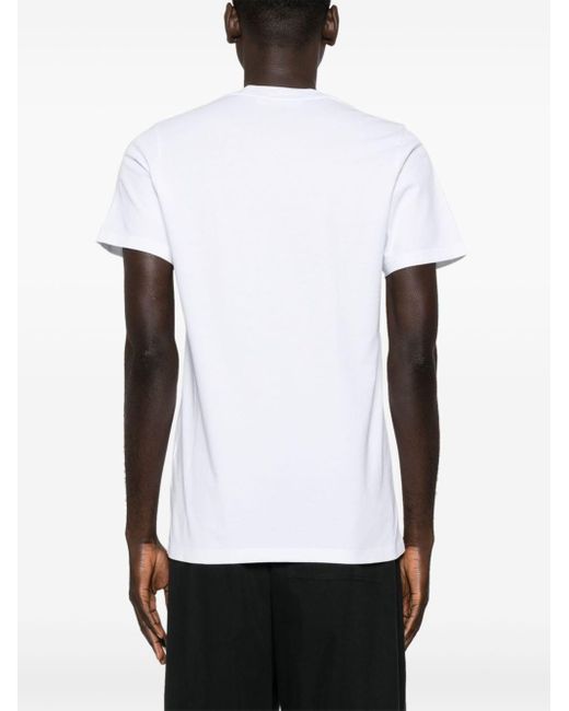 Moncler White Logo-patch Cotton T-shirt for men