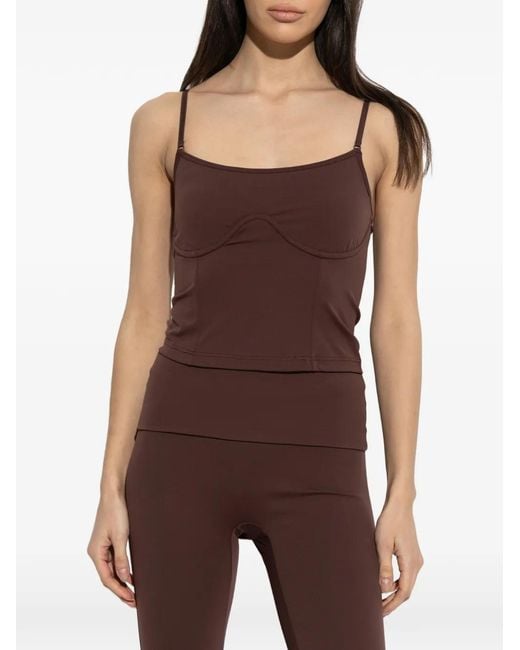 Rethinkit Studios Brown Seam-Detail Spaghetti-Strap Top