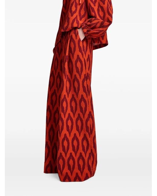 Essentiel Antwerp Red Printed Drawstring-Fastening Palazzo Pants