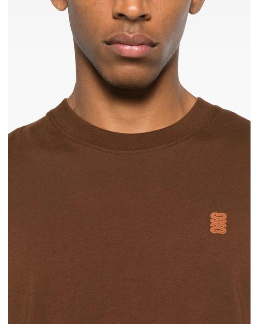 Sandro Brown Leather Logo T-Shirt for men