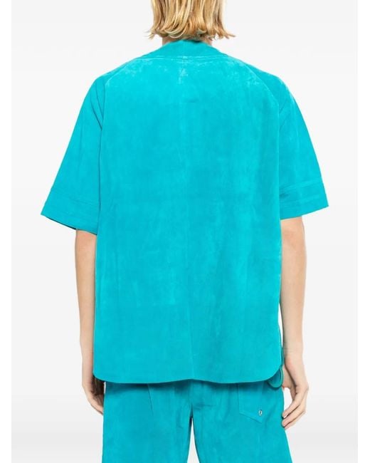 A LEATHER Blue Chemise Imprimé for men