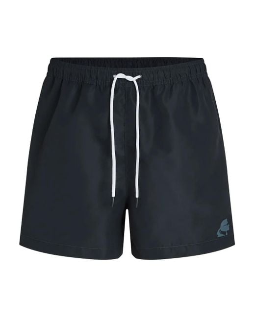 Karl Lagerfeld Black Drawstring Swim Shorts for men