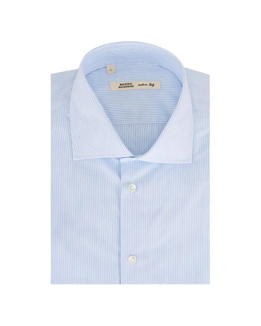 Maurizio Baldassari Blue Long-Sleeve Striped Shirt for men