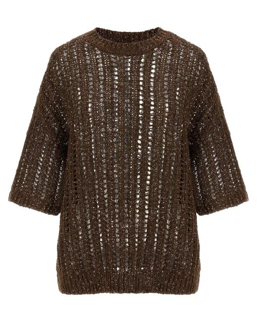 Brunello Cucinelli Brown Rustic Dazzling Net Jersey