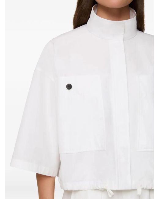 Lafayette 148 New York White Oversized Short-Sleeve Shirt-Jacket