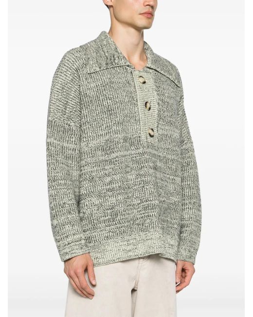 Nanushka Green Mélange Wool-Blend Polo Top