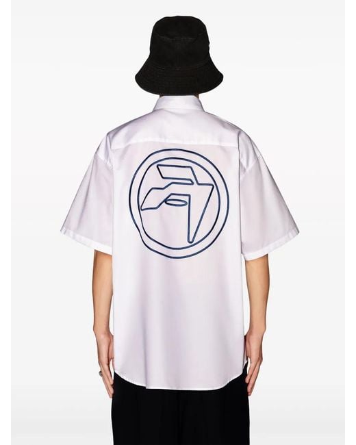Ambush White Logo-Embroidered Cotton Shirt for men