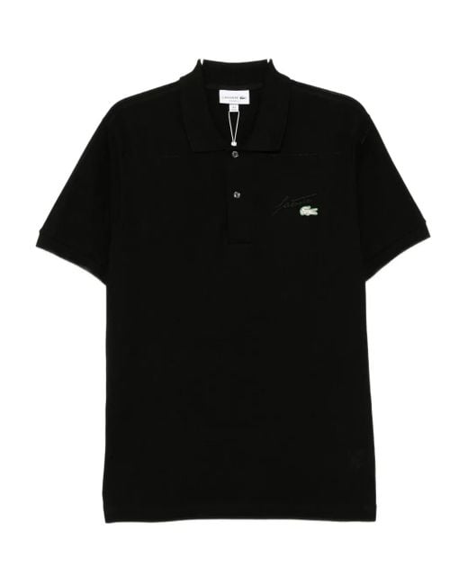 Lacoste Black Logo-Embroidered Polo Shirt for men