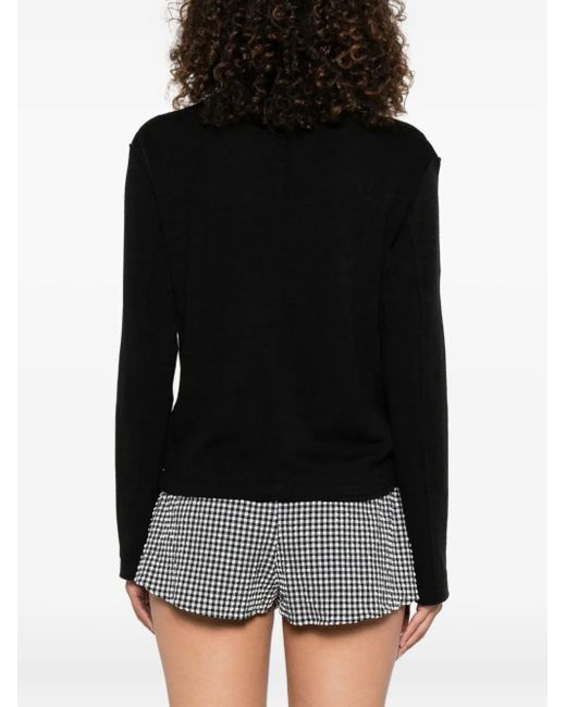 R13 Black Wrap-Effect Top