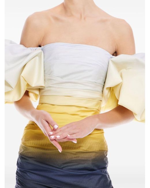 LEO LIN White Off-shoulder Ombré Mini Dress